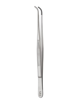 Narrow Pattern Forceps - Serrated, Curved, 20 cm