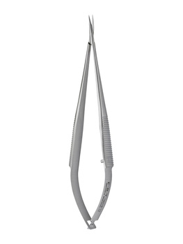 Vannas spring scissors - curved, sharp, 10.5 cm, 4 mm cutting edge